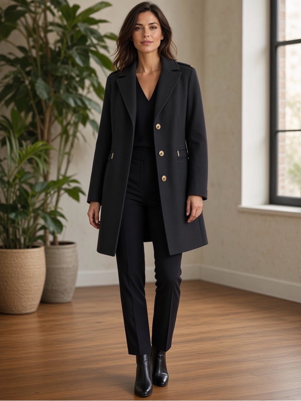 MICHAEL Michael Kors Charcoal Gray Wool-Blend Peacoat – Size M